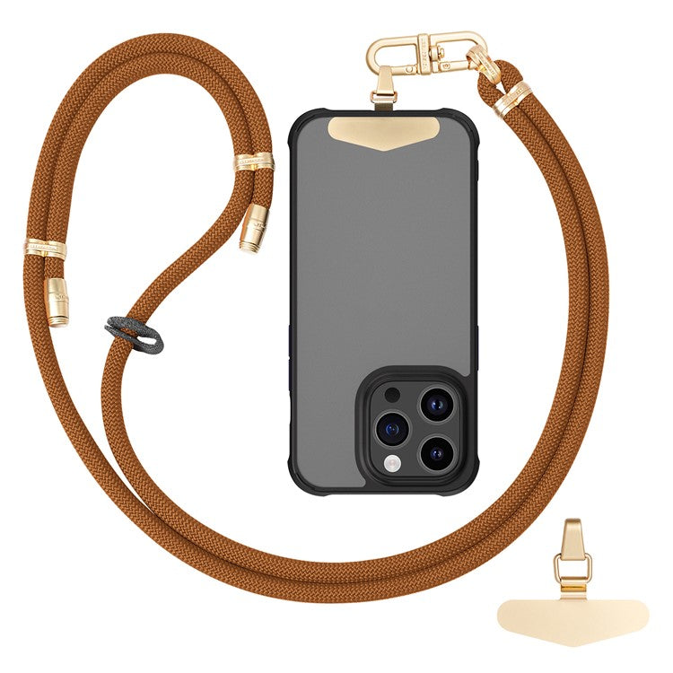 LEEU DESIGN 120cm Smartphone Shoulder Strap with Metal Tether Tab, Adjustable Cell Phone Polyester Lanyard - Coffee