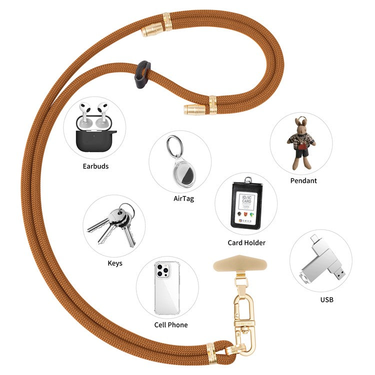 LEEU DESIGN 120cm Smartphone Shoulder Strap with Metal Tether Tab, Adjustable Cell Phone Polyester Lanyard - Coffee