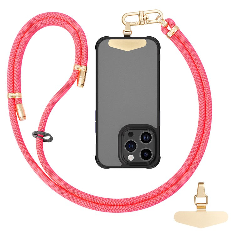 LEEU DESIGN 120cm Smartphone Shoulder Strap with Metal Tether Tab, Adjustable Cell Phone Polyester Lanyard - Rose