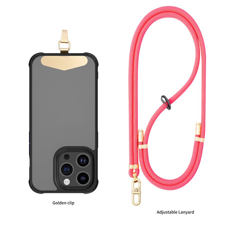 LEEU DESIGN 120cm Smartphone Shoulder Strap with Metal Tether Tab, Adjustable Cell Phone Polyester Lanyard - Rose