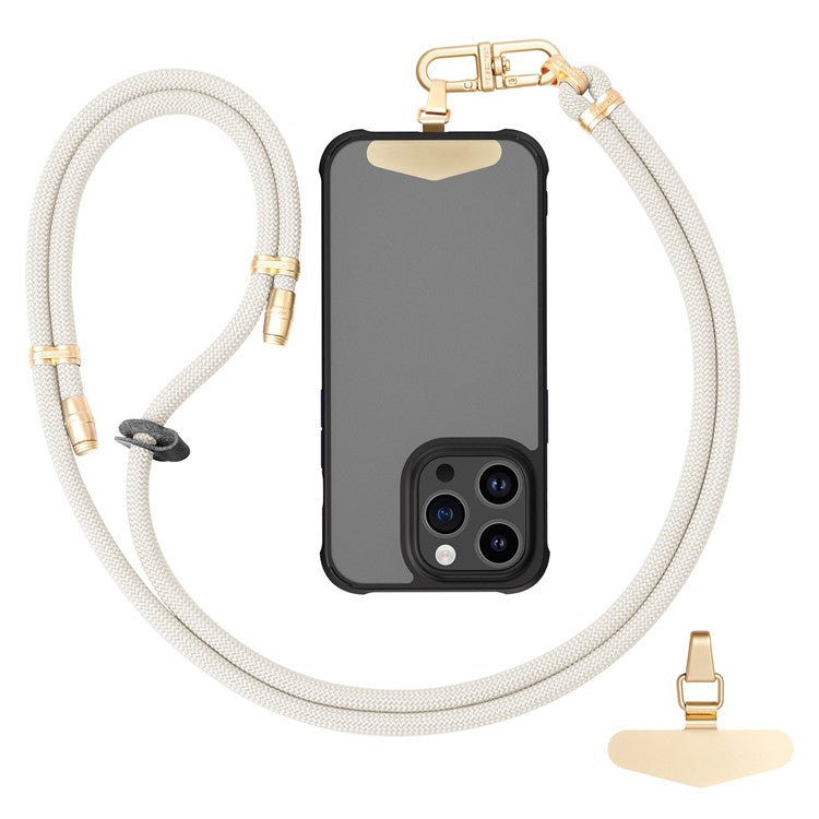 LEEU DESIGN 120cm Smartphone Shoulder Strap with Metal Tether Tab, Adjustable Cell Phone Polyester Lanyard - Beige