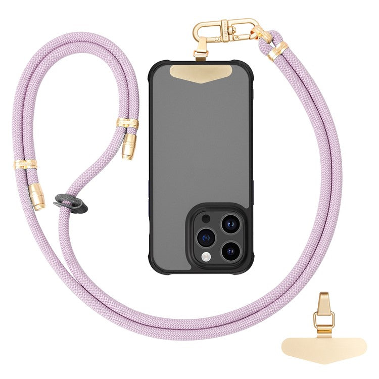 LEEU DESIGN 120cm Smartphone Shoulder Strap with Metal Tether Tab, Adjustable Cell Phone Polyester Lanyard - Light Purple