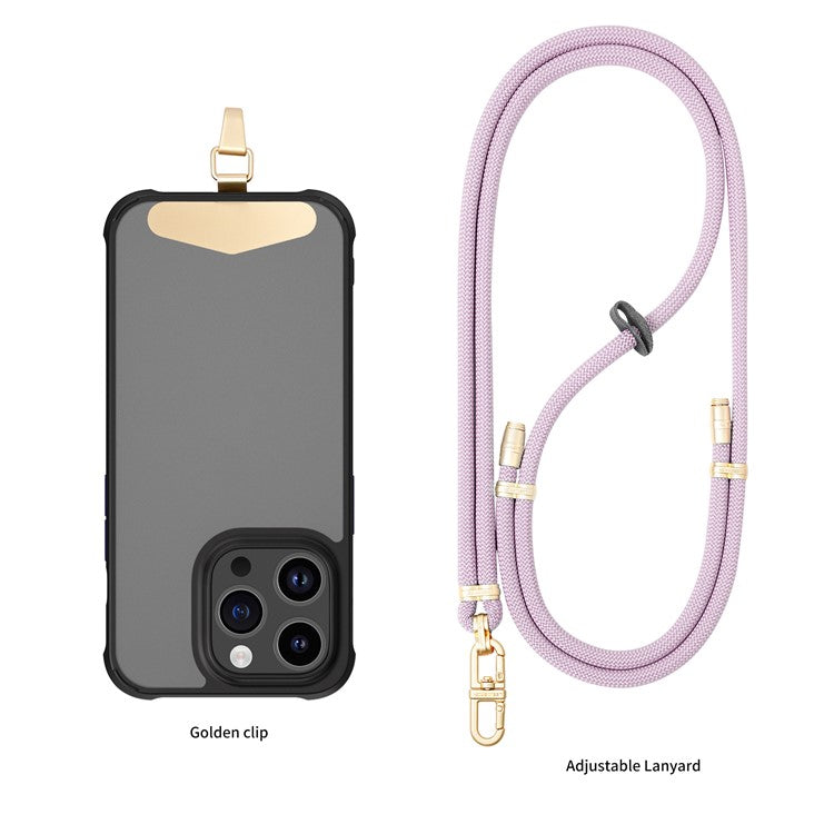 LEEU DESIGN 120cm Smartphone Shoulder Strap with Metal Tether Tab, Adjustable Cell Phone Polyester Lanyard - Light Purple