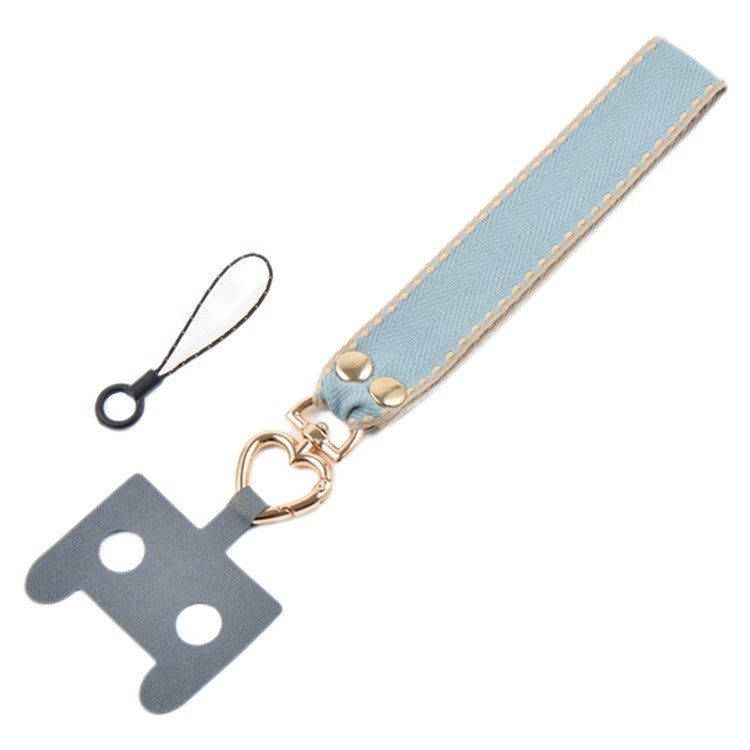 Polyester Phone Lanyard Anti-lost Cell Phone Wrist Strap with Connection Sheet and Small Rope - Baby Blue