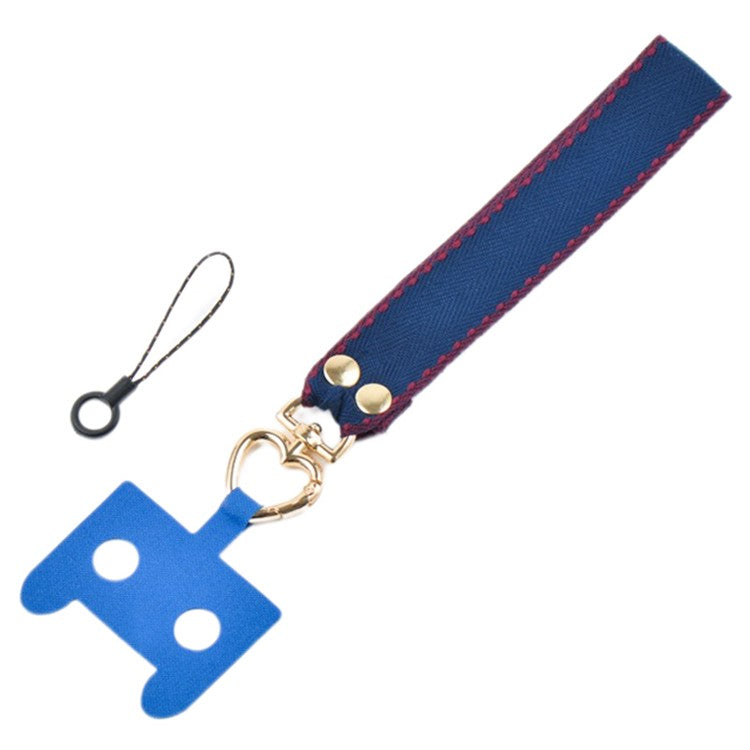 Polyester Phone Lanyard Anti-lost Cell Phone Wrist Strap with Connection Sheet and Small Rope - Navy Blue