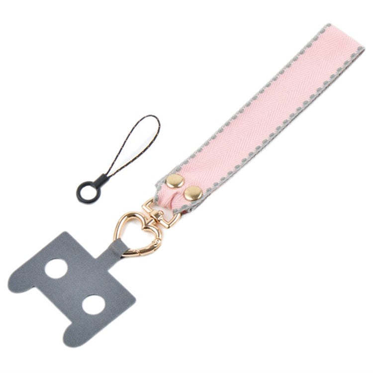 Polyester Phone Lanyard Anti-lost Cell Phone Wrist Strap with Connection Sheet and Small Rope - Pink