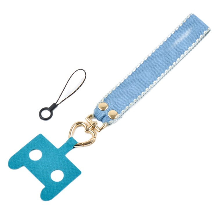 Polyester Phone Lanyard Anti-lost Cell Phone Wrist Strap with Connection Sheet and Small Rope - Denim Blue