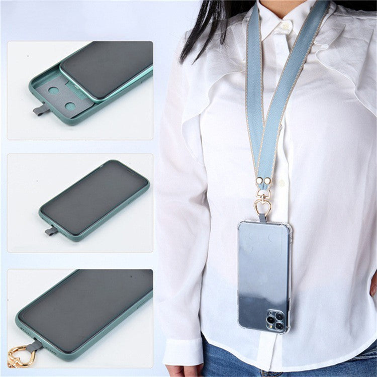 Polyester Anti-drop Cell Phone Neck Strap with Connection Sheet and Small Rope - Baby Blue