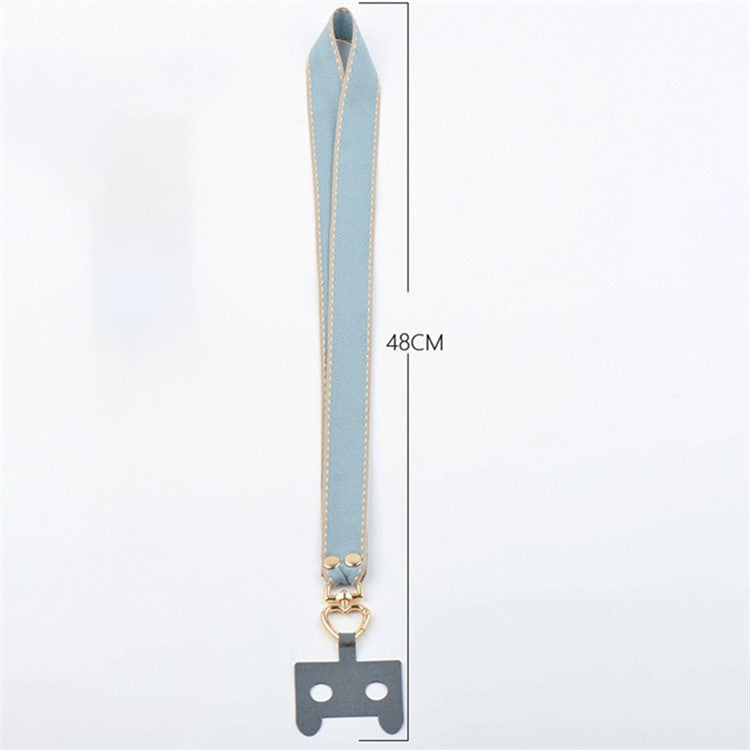 Polyester Anti-drop Cell Phone Neck Strap with Connection Sheet and Small Rope - Baby Blue