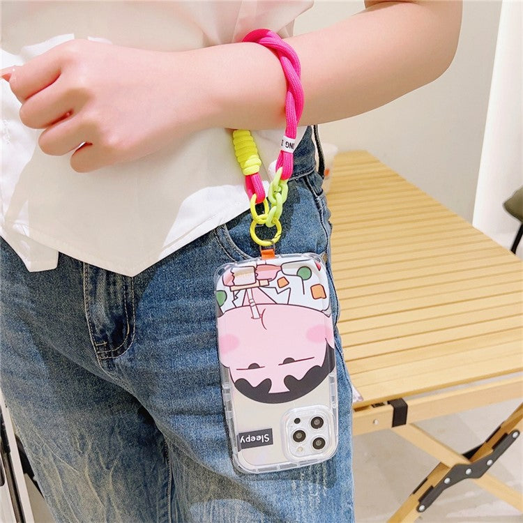 Dopamine Design Mobile Phone Wrist Strap with Tether Tab Anti-Lost Cell Phone Strap - Rose / Green