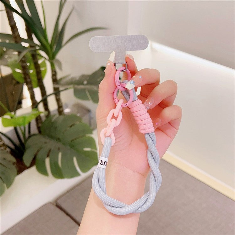 Dopamine Design Mobile Phone Wrist Strap with Tether Tab Anti-Lost Cell Phone Strap - Pink / Grey