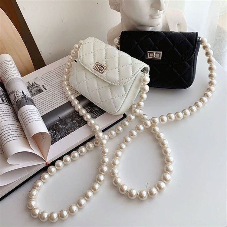 Pearl Beaded Phone Lanyard for iPhone 16 / 16 Plus / 16 Pro / 16 Pro Max 110cm Crossbody Chain Strap - Gold Buckle