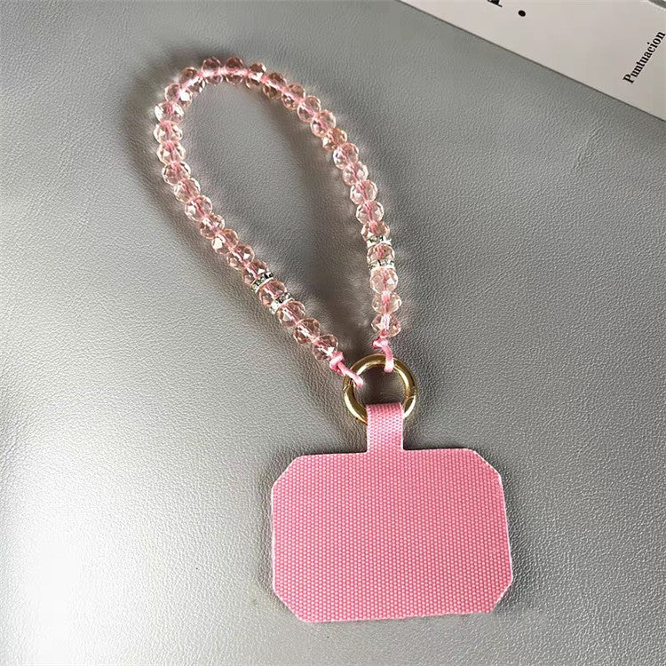 11cm Phone Wrist Strap Beads Bracelet Lanyard Universal Phone Short Strap with Tether Tab - Pink+Pink