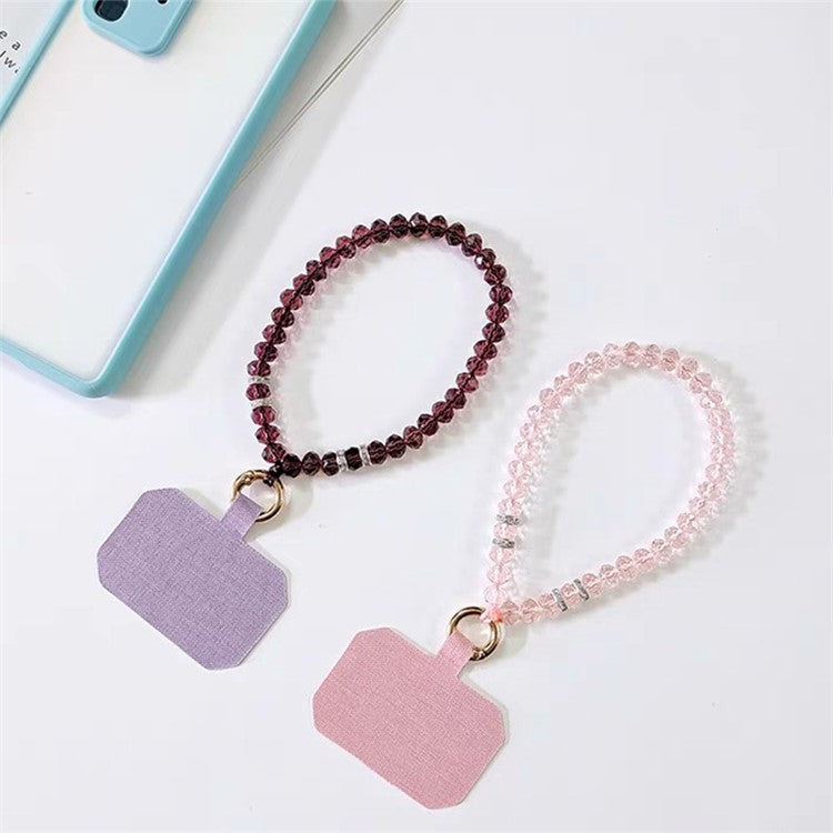 11cm Phone Wrist Strap Beads Bracelet Lanyard Universal Phone Short Strap with Tether Tab - Pink+Pink