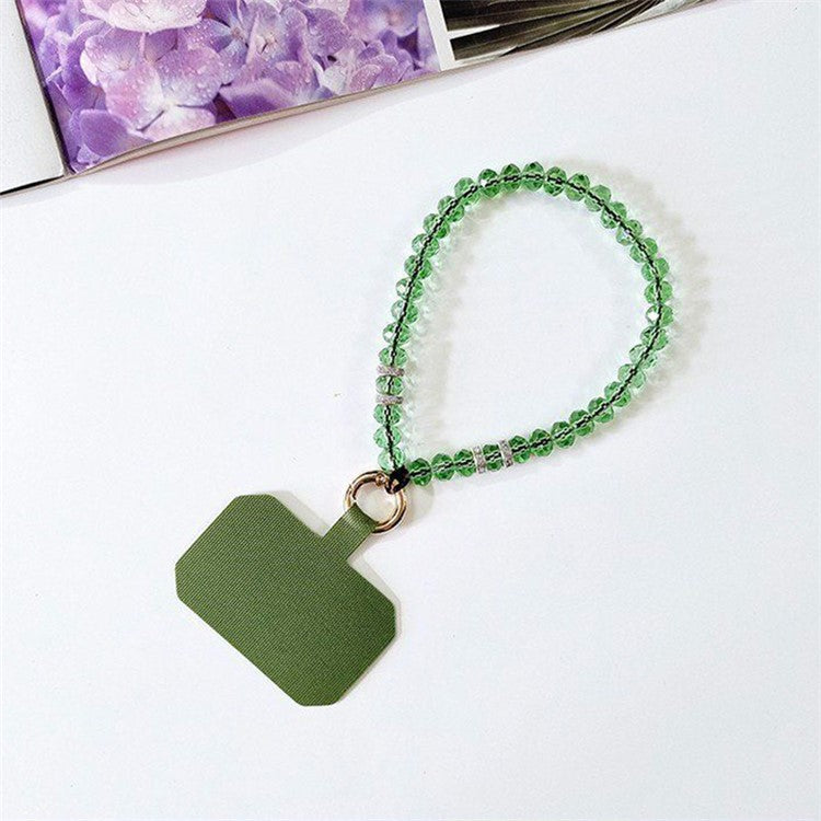 11cm Phone Wrist Strap Beads Bracelet Lanyard Universal Phone Short Strap with Tether Tab - Green+Green