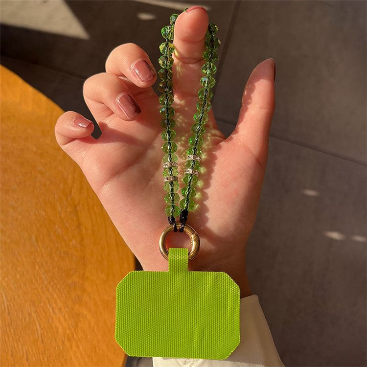 11cm Phone Wrist Strap Beads Bracelet Lanyard Universal Phone Short Strap with Tether Tab - Green+Green