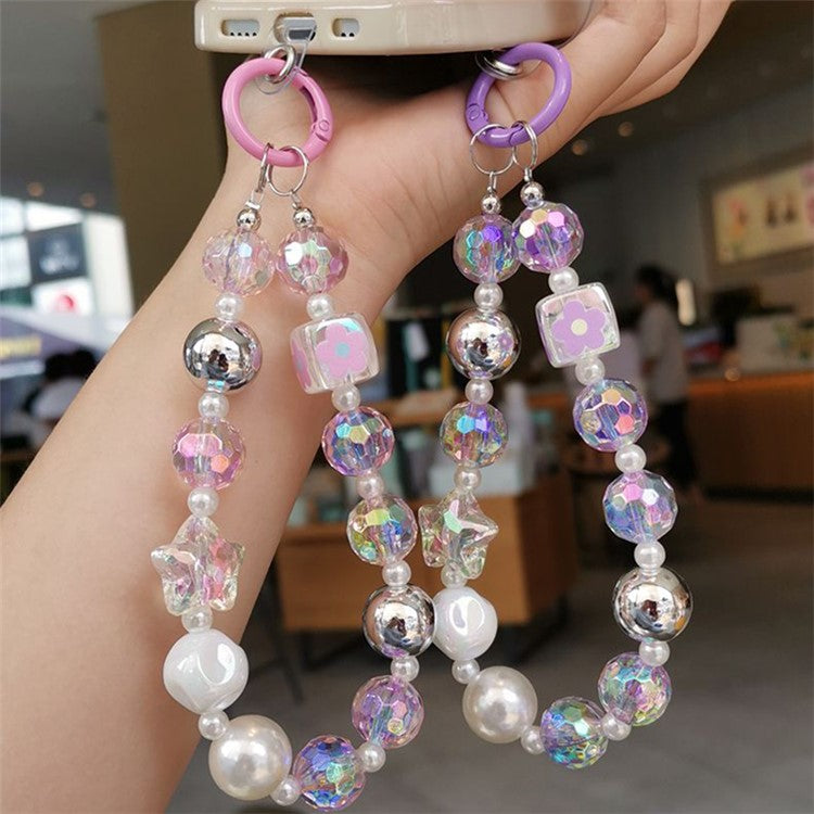 12cm Cell Phone Short Strap Star Beads Decor Sling Lanyard for Phone Case - Style D