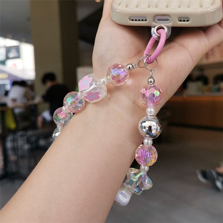 12cm Cell Phone Short Strap Star Beads Decor Sling Lanyard for Phone Case - Style D