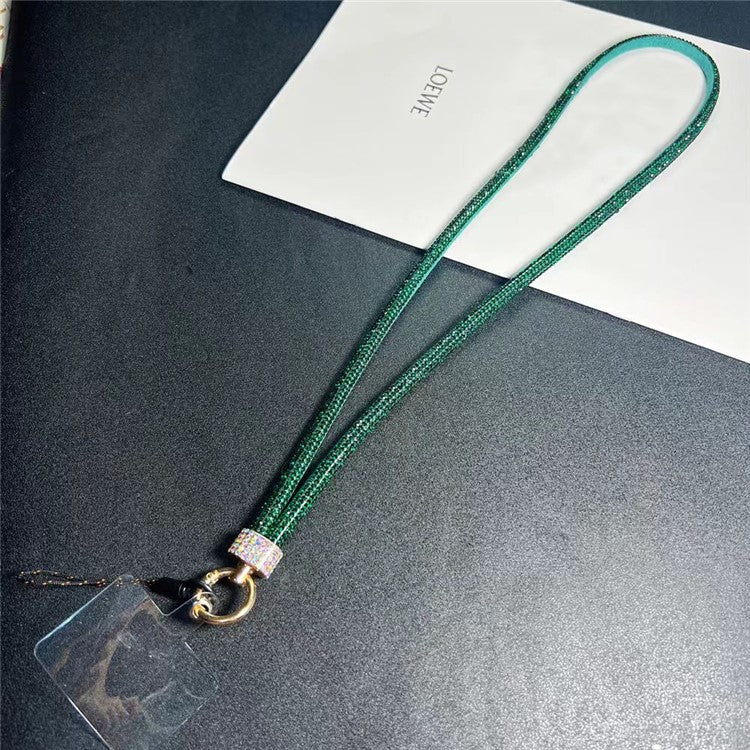 120cm Crossbody Cell Phone Lanyard Strap with Tether Tab Flashing Rhinestone Decor - Style A