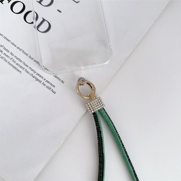 120cm Crossbody Cell Phone Lanyard Strap with Tether Tab Flashing Rhinestone Decor - Style A