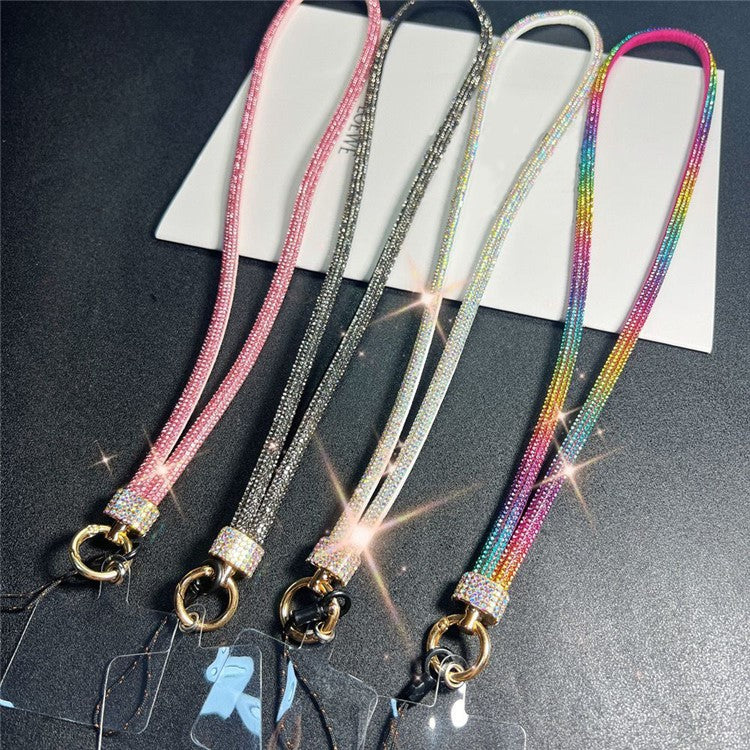 120cm Crossbody Cell Phone Lanyard Strap with Tether Tab Flashing Rhinestone Decor - Style B