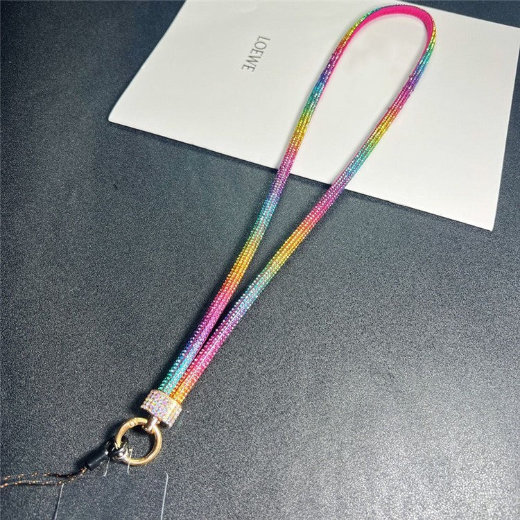 120cm Crossbody Cell Phone Lanyard Strap with Tether Tab Flashing Rhinestone Decor - Style D