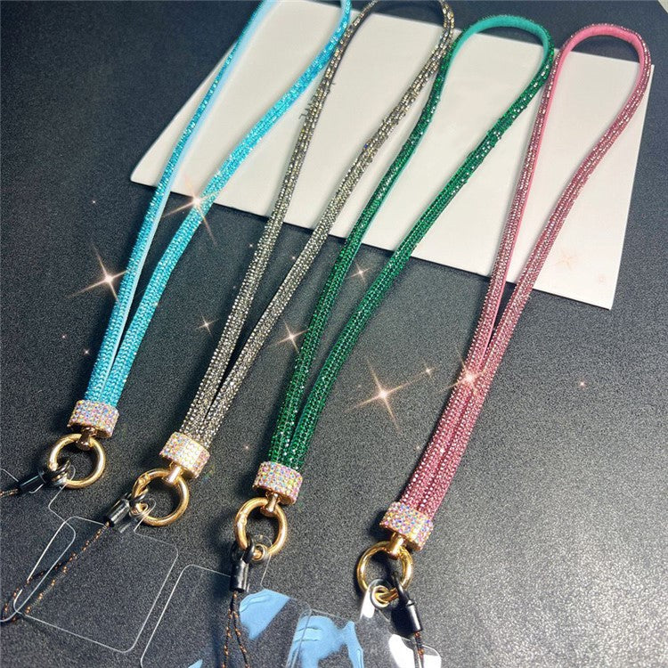 120cm Crossbody Cell Phone Lanyard Strap with Tether Tab Flashing Rhinestone Decor - Style E