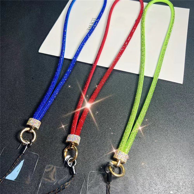 120cm Crossbody Cell Phone Lanyard Strap with Tether Tab Flashing Rhinestone Decor - Style G