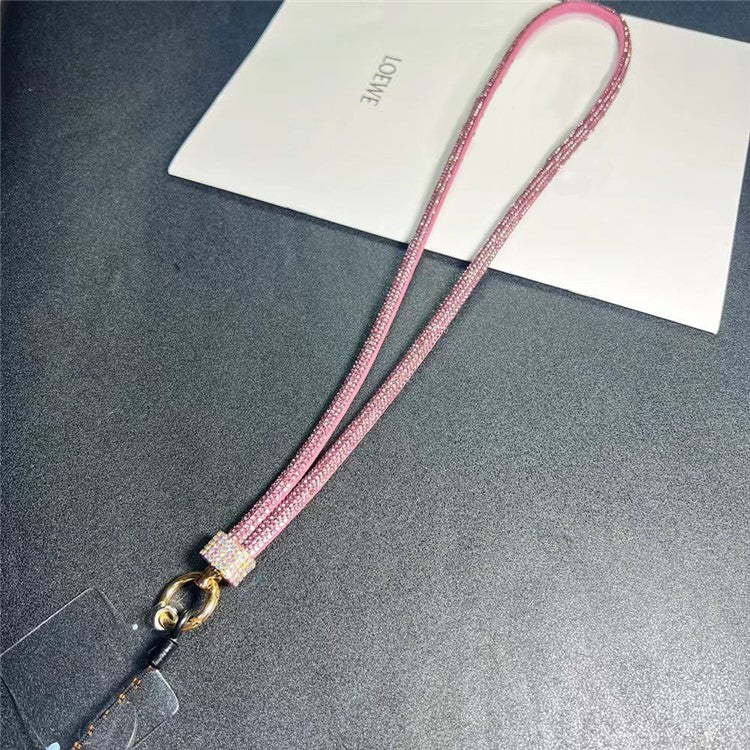 120cm Crossbody Cell Phone Lanyard Strap with Tether Tab Flashing Rhinestone Decor - Style I