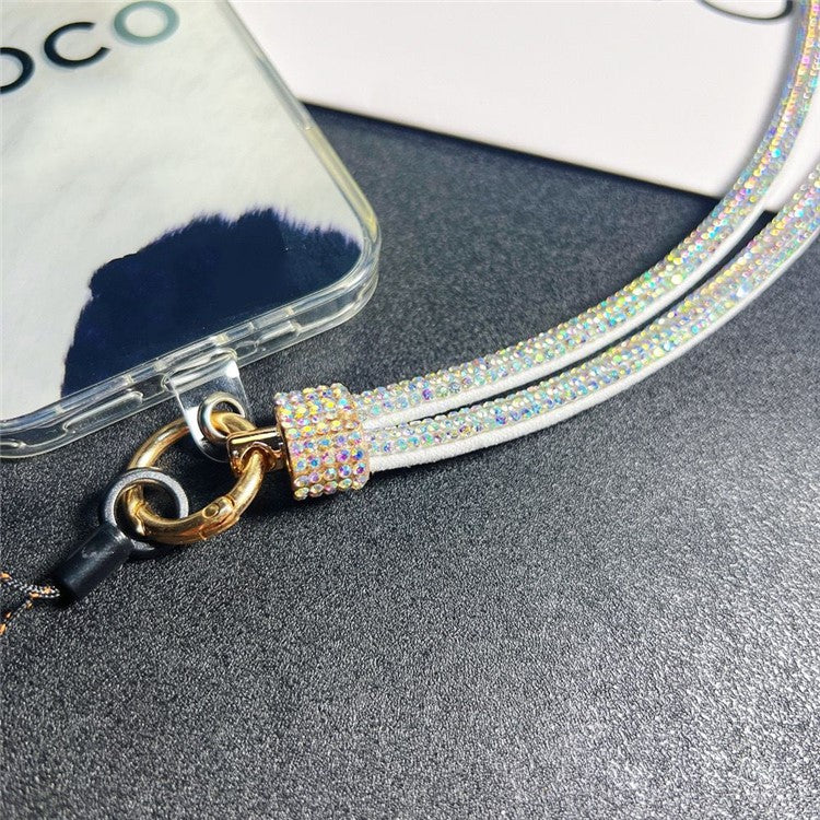 120cm Crossbody Cell Phone Lanyard Strap with Tether Tab Flashing Rhinestone Decor - Style I