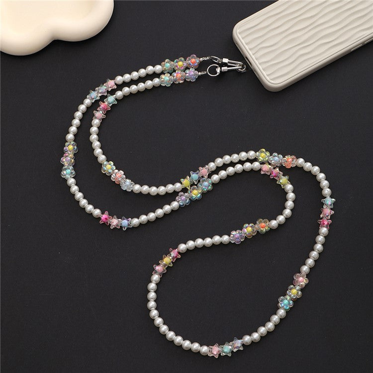 110cm Mobile Phone Chain Beaded Style Universal Phone Lanyard with Patch - Style B