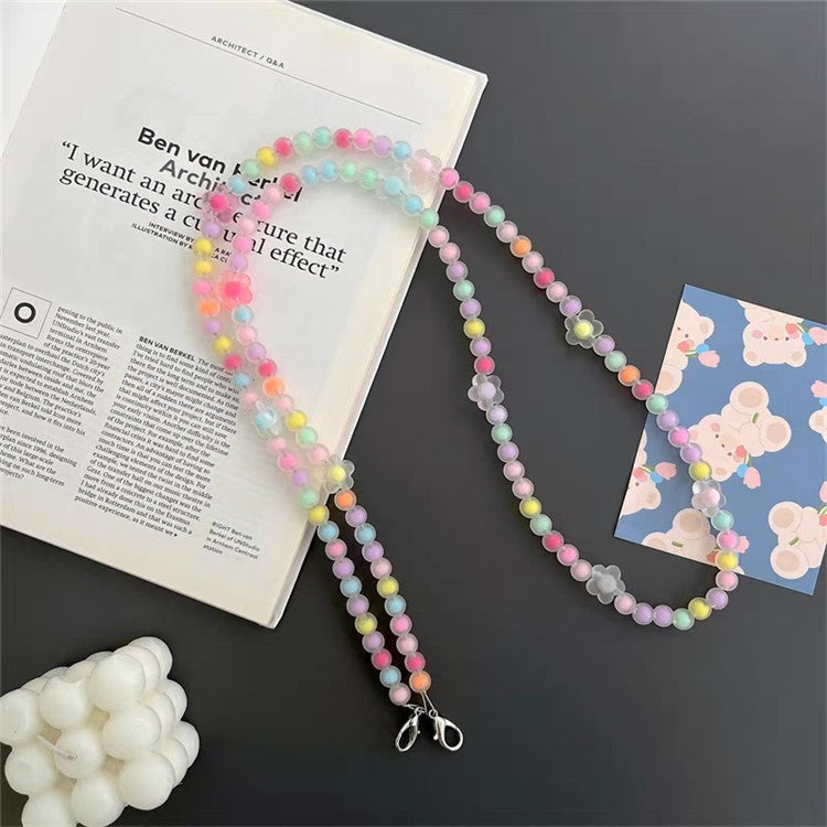 110cm Mobile Phone Chain Beaded Style Universal Phone Lanyard with Patch - Style E