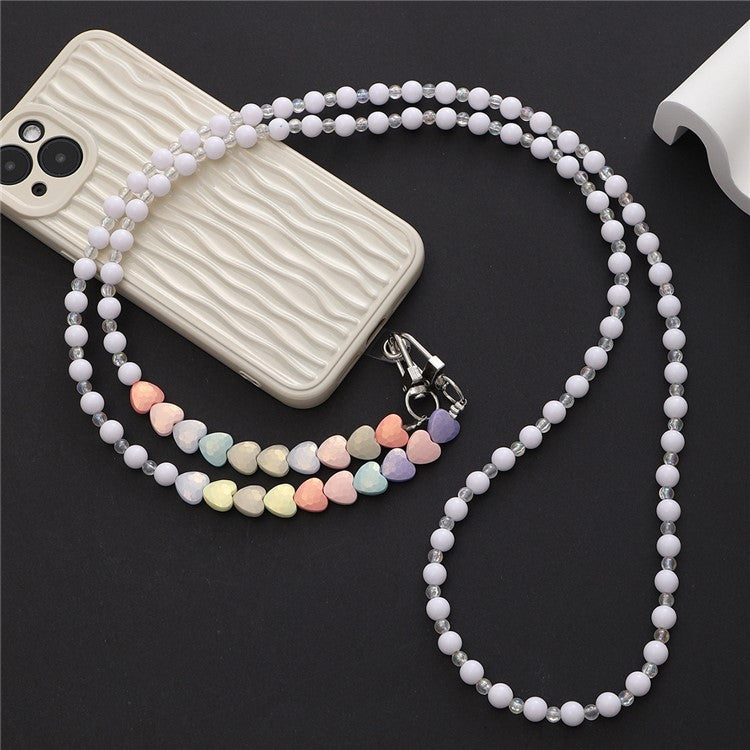 110cm Mobile Phone Chain Beaded Style Universal Phone Lanyard with Patch - Style F