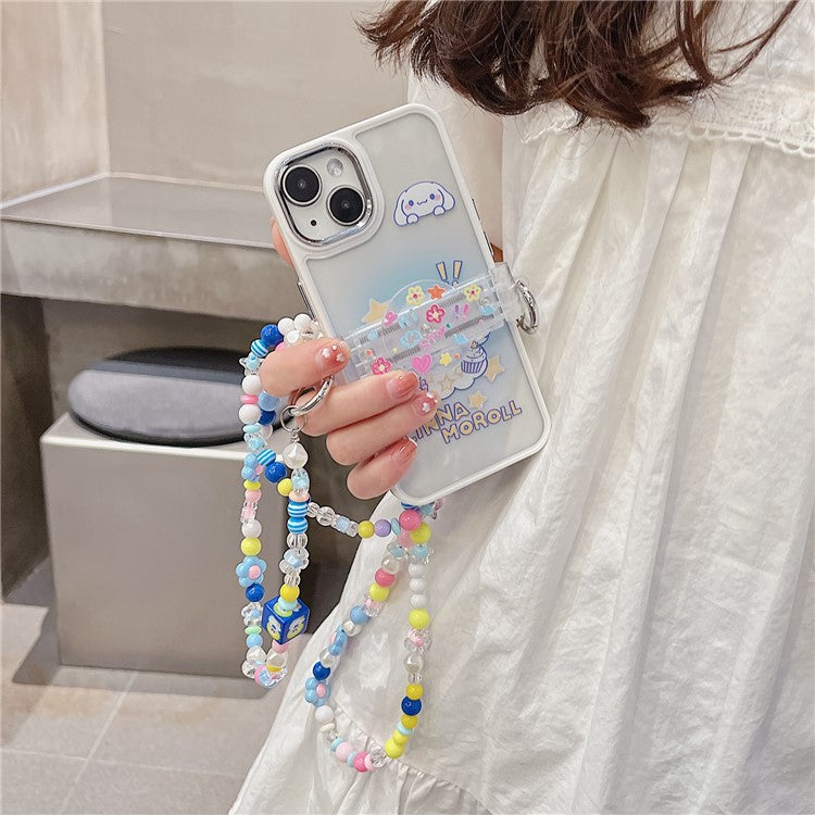 Universal Phone Lanyard Flowers Crossbody Mobile Phone Strap with Back Clip - Blue