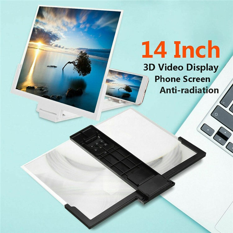 F3 14-inch Phone Screen Magnifier HD Movie Viewing Screen Videos Magnifying Foldable Stand - Black