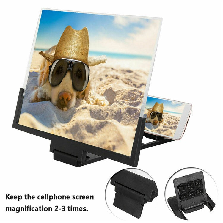 F3 14-inch Phone Screen Magnifier HD Movie Viewing Screen Videos Magnifying Foldable Stand - Black