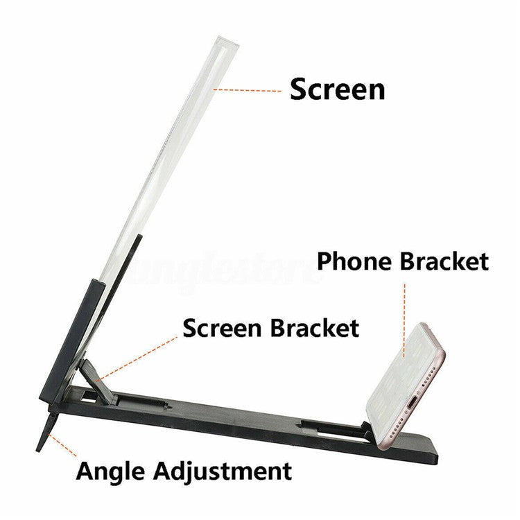 F3 14-inch Phone Screen Magnifier HD Movie Viewing Screen Videos Magnifying Foldable Stand - Black