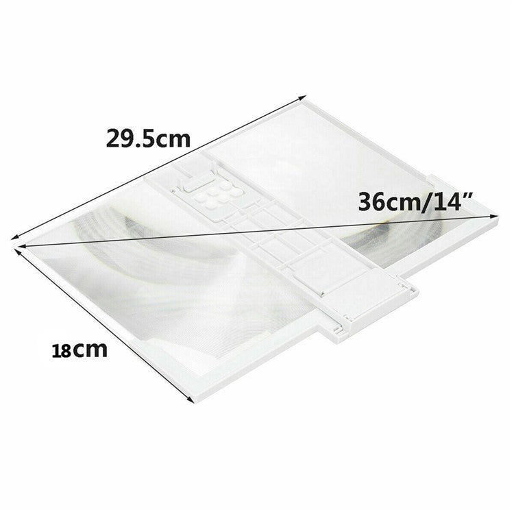 F3 14-inch Phone Screen Magnifier HD Movie Viewing Screen Videos Magnifying Foldable Stand - White