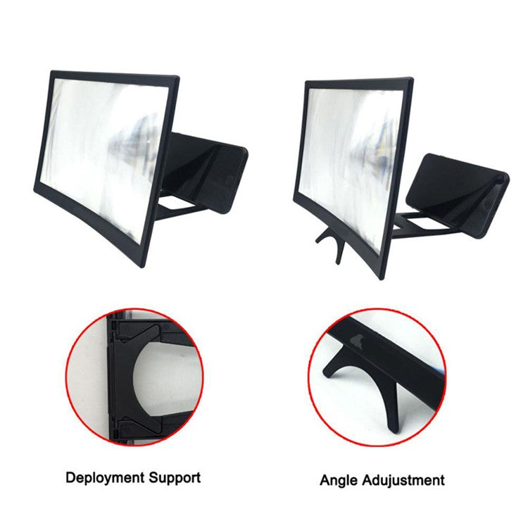 L6 Mobile Phone Curved Screen Amplifier 12 inch Phone Magnifying Glass Stand Bracket - White Light