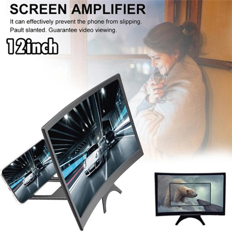 L11 14" Phone Screen Magnifier HD Movie Screen Magnifying with Curved Surface Design Movies Videos Enlarger Foldable Mobile Phone Stand