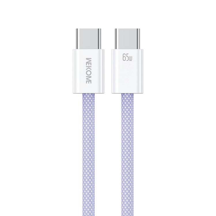 WEKOME WDC-21 1m USB-C to USB-C Charger Cable Nylon Braided 65W Fast Charging Cord - Purple