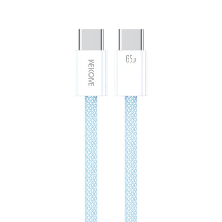 WEKOME WDC-21 1m USB-C to USB-C Charger Cable Nylon Braided 65W Fast Charging Cord - Blue