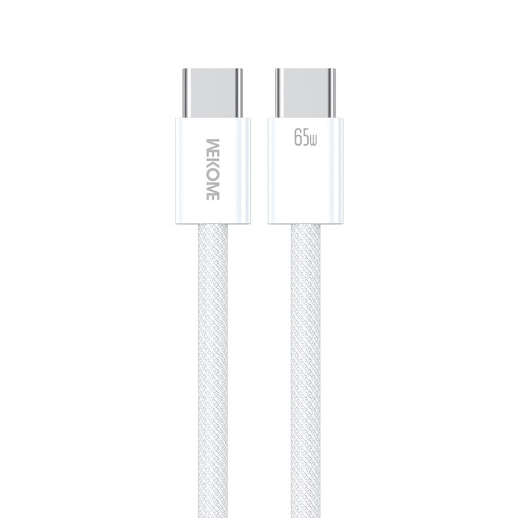 WEKOME WDC-21 1m USB-C to USB-C Charger Cable Nylon Braided 65W Fast Charging Cord - White