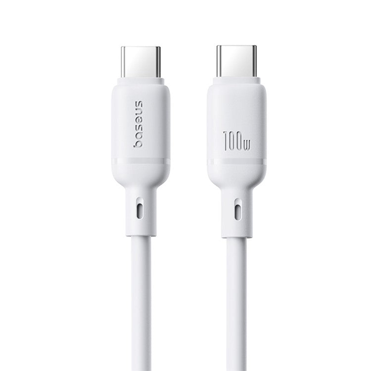 BASEUS Silky PD 100W Fast Charging Cable Soft PVC USB-C to USB-C Data Cord, Length: 2m - White