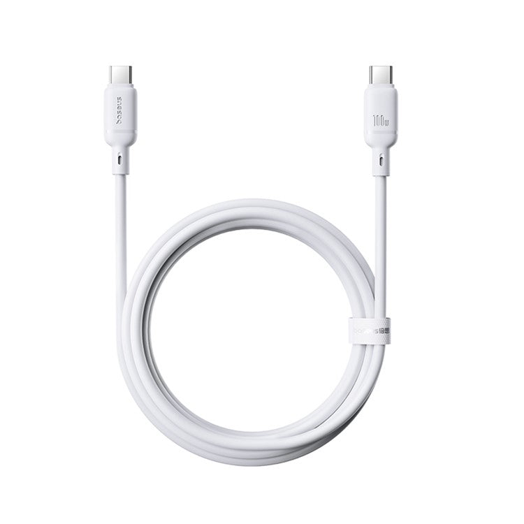 BASEUS Silky PD 100W Fast Charging Cable Soft PVC USB-C to USB-C Data Cord, Length: 2m - White