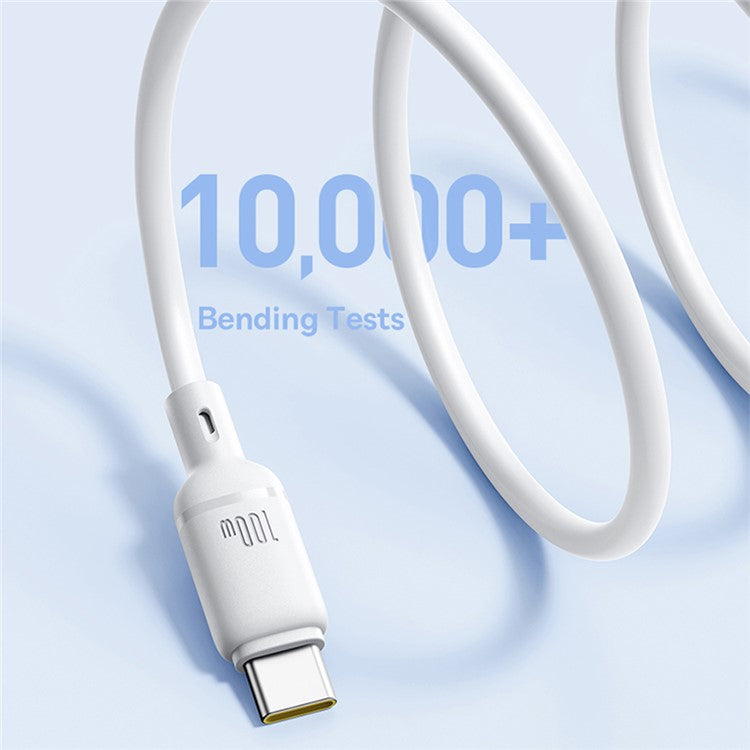 BASEUS Silky PD 100W Fast Charging Cable Soft PVC USB-C to USB-C Data Cord, Length: 2m - White