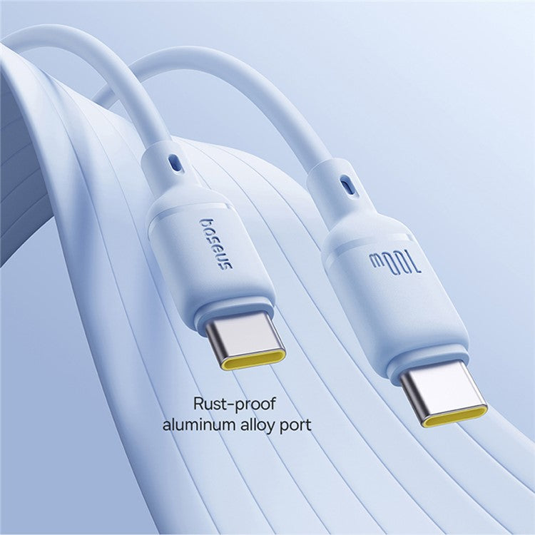 BASEUS Silky PD 100W Fast Charging Cable Soft PVC USB-C to USB-C Data Cord, Length: 2m - White