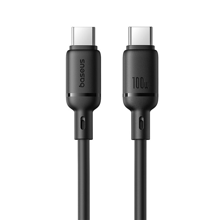 BASEUS Silky PD 100W Fast Charging Cable Soft PVC USB-C to USB-C Data Cord, Length: 2m - Black