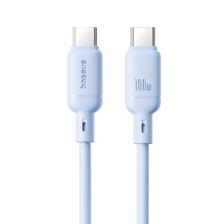 BASEUS Silky PD 100W Fast Charging Cable Soft PVC USB-C to USB-C Data Cord, Length: 1m - Blue