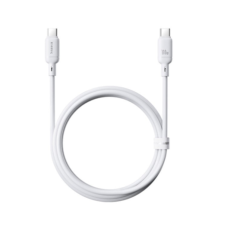 BASEUS Silky PD 100W Fast Charging Cable Soft PVC USB-C to USB-C Data Cord, Length: 1m - White